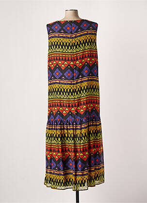 Robe longue imprimé fantaisie sans manche noir MARINA RINALDI femme