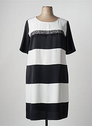 Robe mi-longue fermeture zippée au dos manches courtes noir PERSONA BY MARINA RINALDI femme