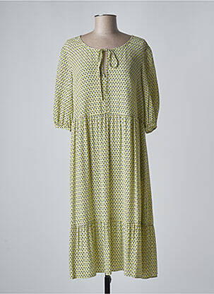 Robe mi-longue coupe évasée manches 3/4 jaune PERSONA BY MARINA RINALDI femme