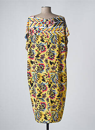 Robe mi-longue coupe fluide manches courtes jaune MARINA SPORT femme
