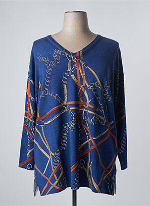 Pull tunique tissage lainage manches longues bleu MARINA SPORT femme