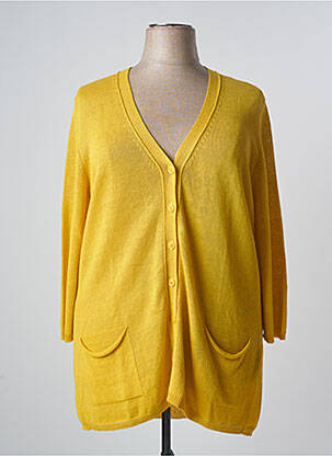 Gilet manches longues fermeture boutonnée sur le devant jaune VOYAGE BY MARINA RINALDI femme