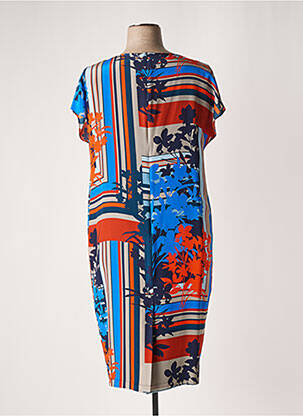Robe mi-longue imprimé fantaisie manches courtes bleu MARINA RINALDI femme