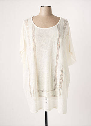 Pull finition bords-côtes manches courtes beige MARINA RINALDI femme