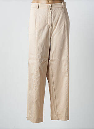 Pantalon droit fermeture zippée sous rabat boutonné taille normale beige MARINA RINALDI femme