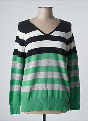 Pull tissage chiné manches longues vert MARINA SPORT femme