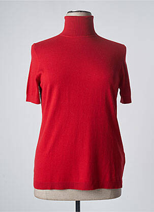 Pull col roulé coupe cintrée manches courtes rouge MARINA SPORT femme