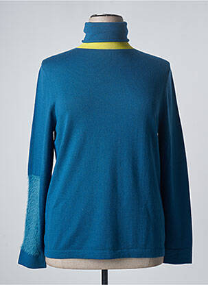 Pull col roulé stretch manches longues bleu MARINA RINALDI femme