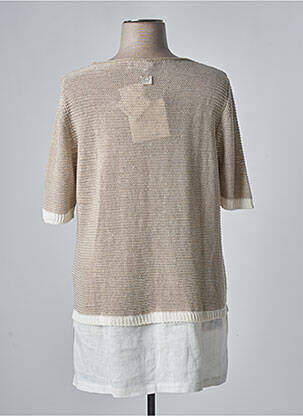 Pull tunique maille ajourée manches courtes beige VOYAGE BY MARINA RINALDI femme