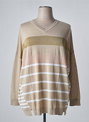 Pull col v manches longues beige MARINA SPORT femme