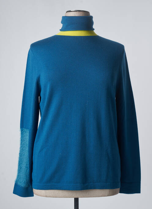 Pull col roulé stretch manches longues bleu MARINA RINALDI femme