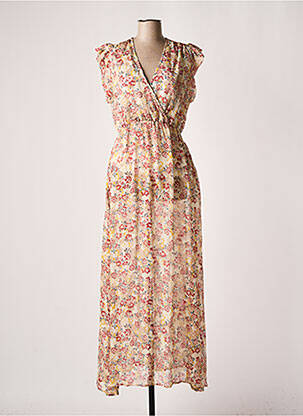 Robe longue manches courtes manches courtes rose LAURE + MAX femme