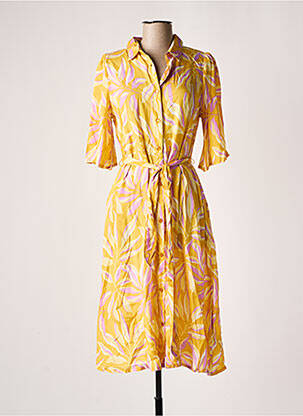 Robe mi-longue manches 3/4 manches 3/4 jaune KAFFE femme