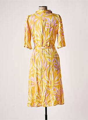 Robe mi-longue coupe fluide manches 3/4 jaune KAFFE femme