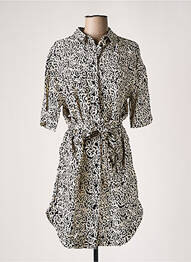 Robe mi-longue imprimé fantaisie manches courtes noir B.YOUNG femme