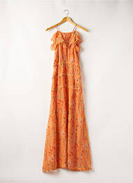 Robe longue imprimé fleurs fines bretelles orange INTROPIA femme