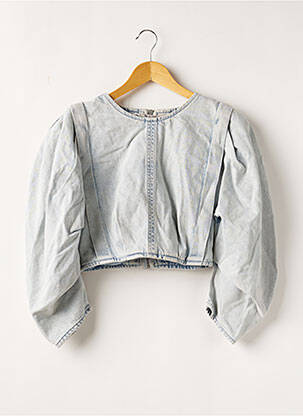 Blouse col rond manches longues bleu ZARA femme