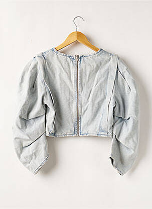 Blouse col rond manches longues bleu ZARA femme