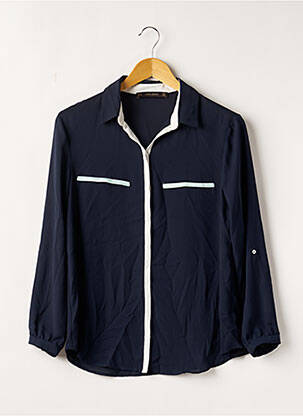 Chemisier tissage crêpe manches longues bleu ZARA femme