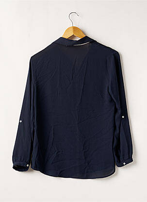 Chemisier tissage crêpe manches longues bleu ZARA femme