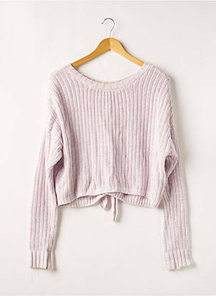 Pull tissage chiné manches longues violet HOLLISTER femme