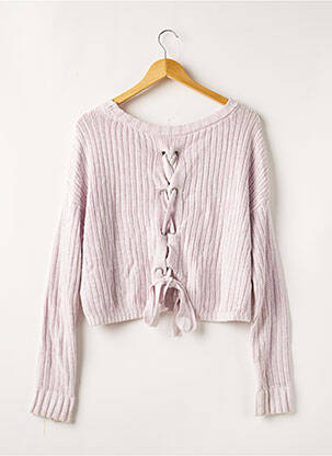 Pull tissage chiné manches longues violet HOLLISTER femme