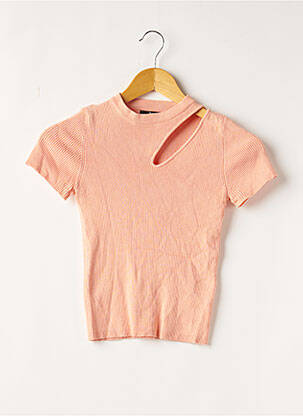 Pull coupe cintrée manches courtes orange BERSHKA femme
