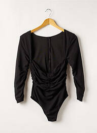 Body coupe drapée manches 3/4 noir SANS MARQUE femme