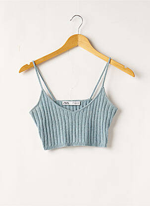 Pull coupe cintrée fines bretelles bleu ZARA femme