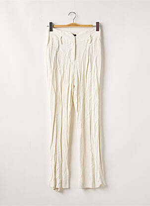 Pantalon large tissage crêpe taille haute blanc CAROLL femme