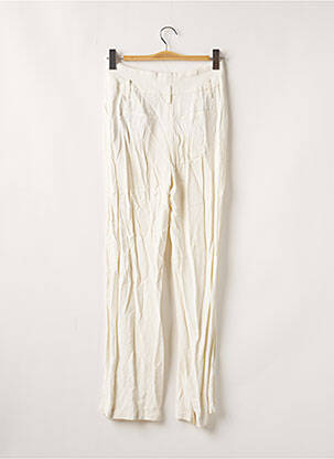 Pantalon large tissage crêpe taille haute blanc CAROLL femme