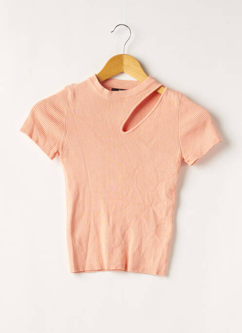 Pull coupe cintrée manches courtes orange BERSHKA femme