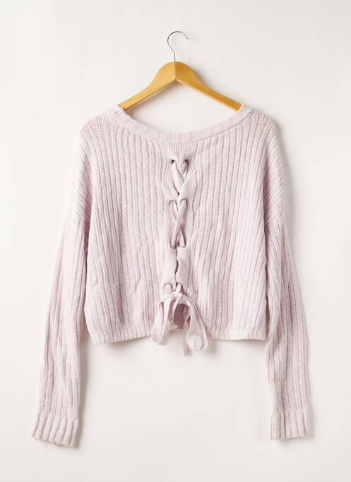 Pull tissage chiné manches longues violet HOLLISTER femme