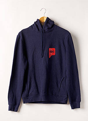 Sweat-shirt à capuche col v manches longues bleu B&C femme