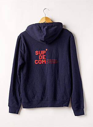 Sweat-shirt à capuche col v manches longues bleu B&C femme