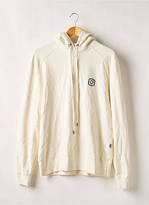 Sweat-shirt à capuche col v manches longues beige FORLIFE femme