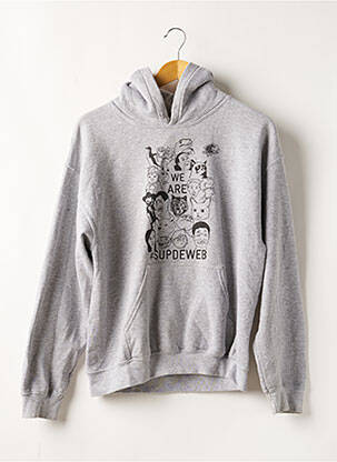 Sweat-shirt à capuche col v manches longues gris GILDAN femme