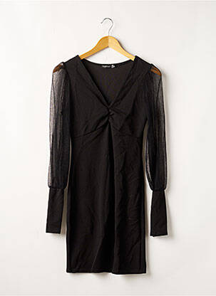 Robe mi-longue manches longues manches longues noir BOOHOO femme