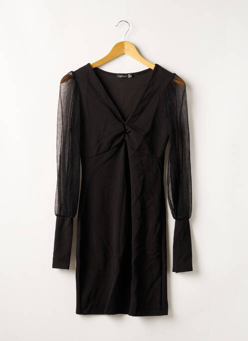 Robe mi-longue manches longues manches longues noir BOOHOO femme