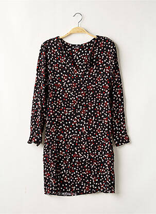 Robe mi-longue coupe fluide manches longues noir ONE STEP femme