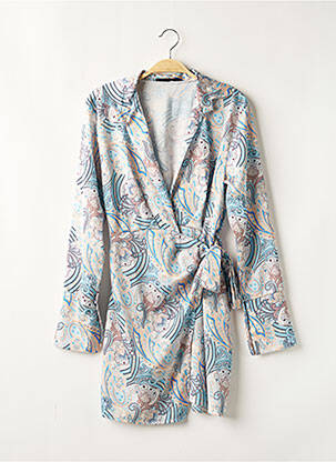 Robe mi-longue coupe fluide manches longues bleu NEW COLLECTION femme