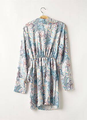 Robe mi-longue coupe fluide manches longues bleu NEW COLLECTION femme