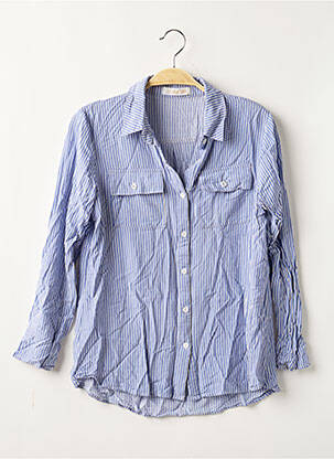 Chemisier poches poitrine manches longues bleu CC COLLECTION femme