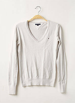 Pull finition bords-côtes manches longues beige TOMMY HILFIGER femme