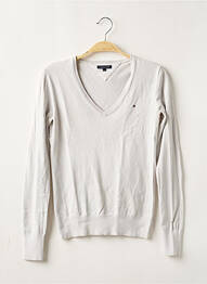Pull finition bords-côtes manches longues beige TOMMY HILFIGER femme
