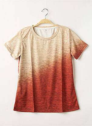 T-shirt imprimé fantaisie manches courtes beige SANS MARQUE femme
