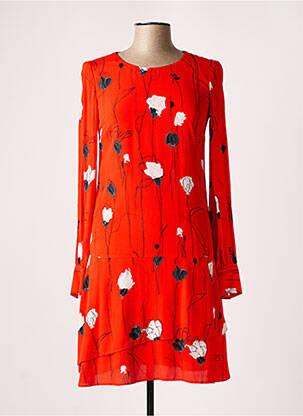 Robe mi-longue coupe fluide manches longues rouge HUGO BOSS femme