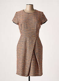 Robe mi-longue fermeture zippée au dos manches courtes beige HUGO BOSS femme