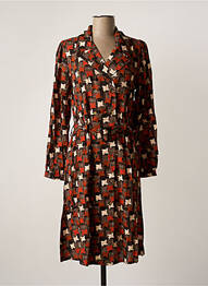 Robe mi-longue imprimé fleurs manches longues orange AGATHE & LOUISE femme