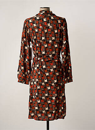 Robe mi-longue imprimé fleurs manches longues orange AGATHE & LOUISE femme